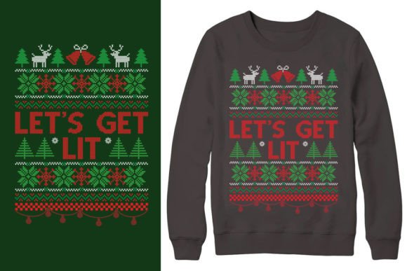 Ugly Christmas Sweater Design: Let's Get Lit This Holiday