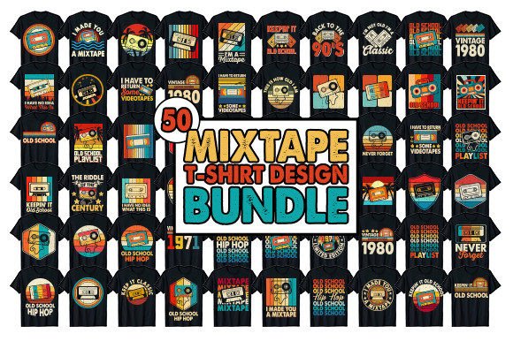 Unleash Retro Vibes: 50 Hip Hop Mixtape T-shirt Designs