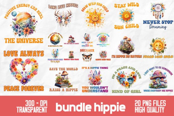 Vibrant Visions: The Rainbow Hippie Flowers Design Collection